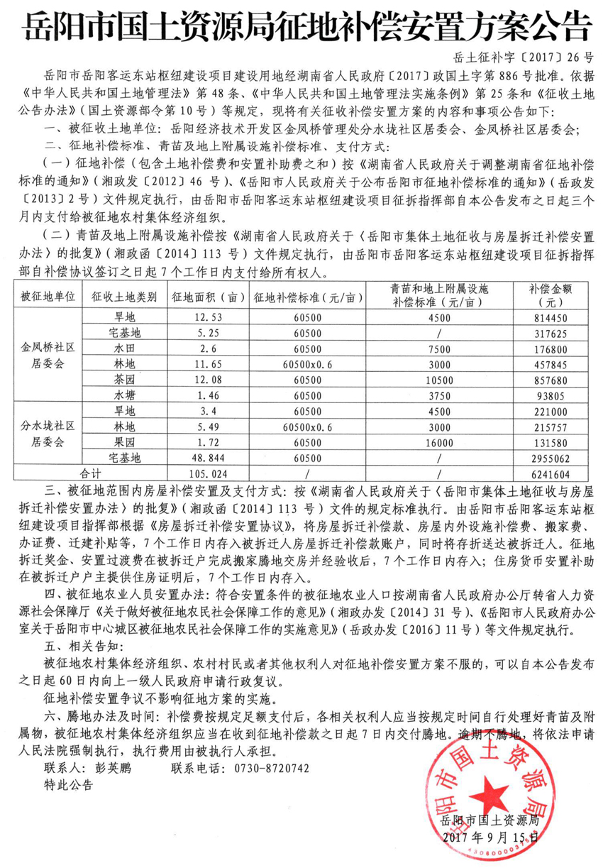 岳阳市最新征收方案